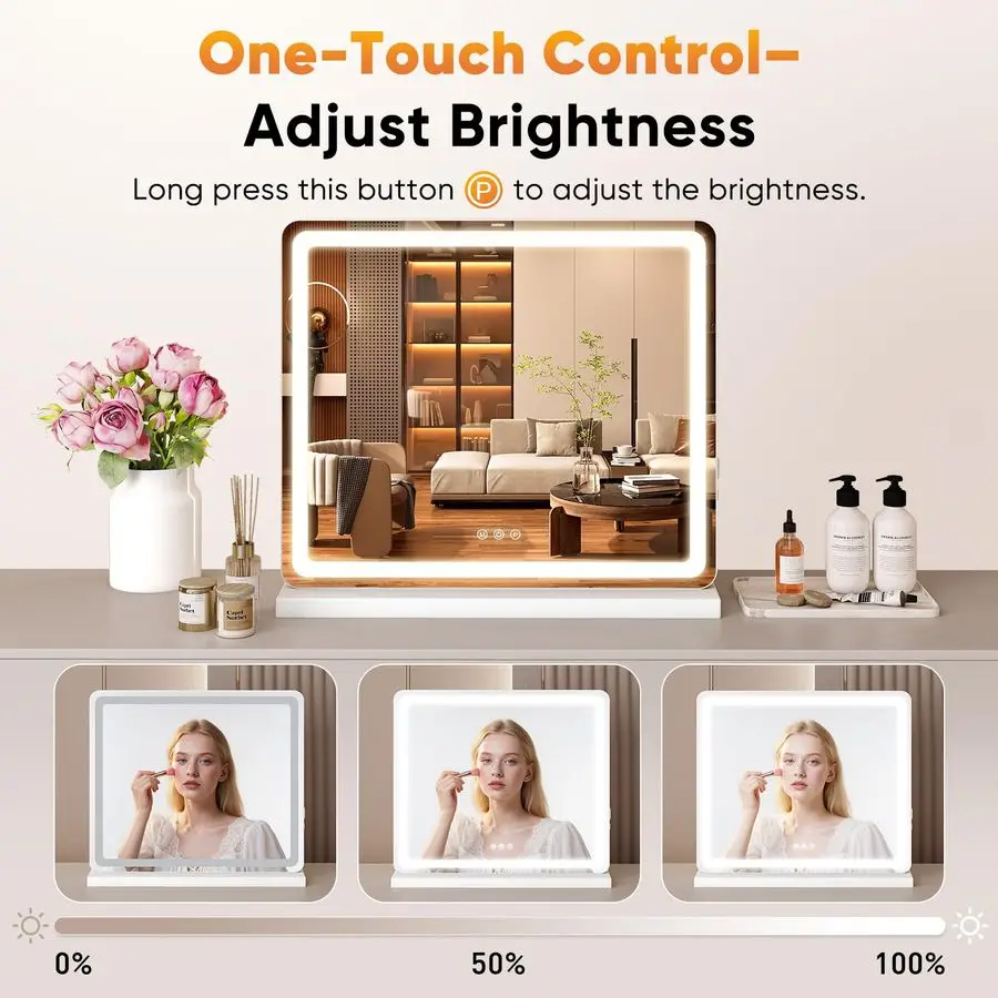 20x22 LED Vanity Mirror with Lights, Smart Makeup Mirror with Touch Control, 3Color Lighting