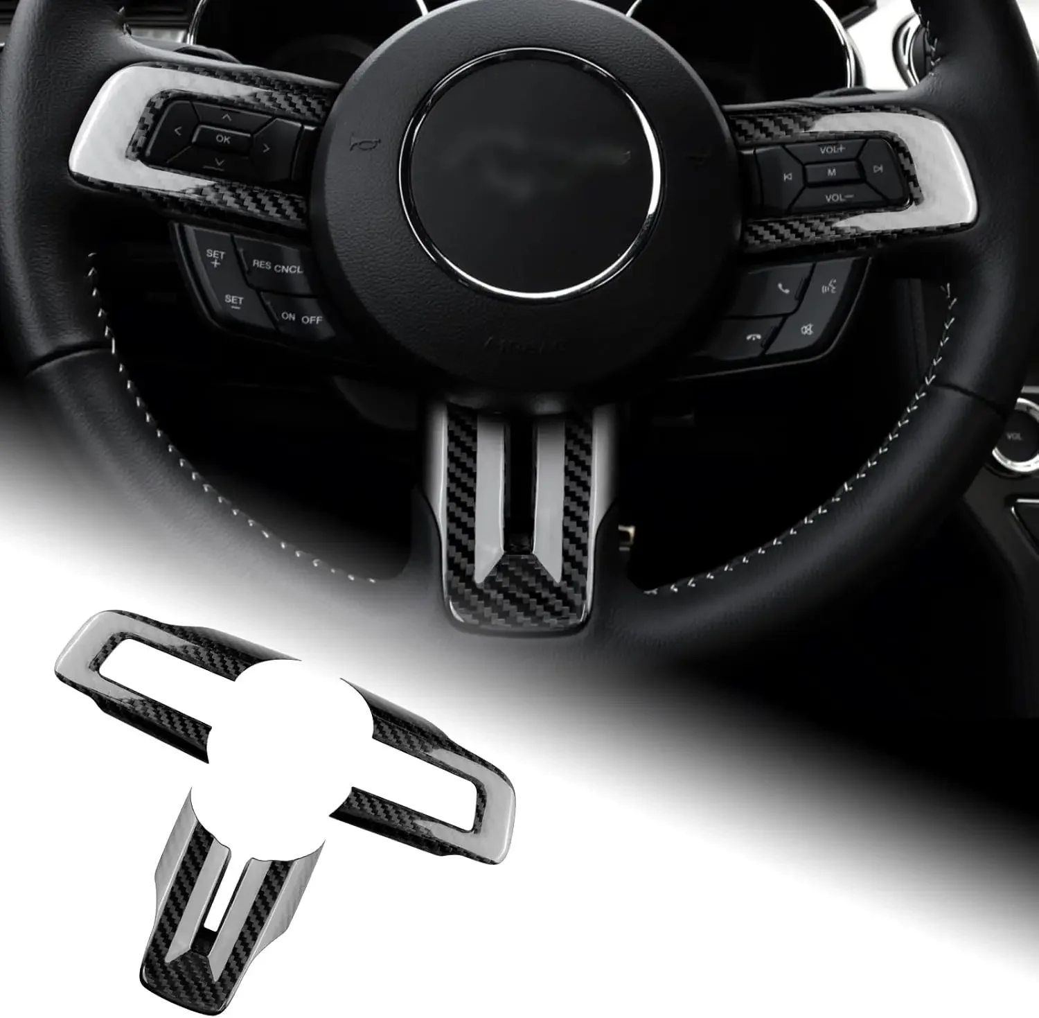 

Carbon Fiber Steering Wheel Button Sticker Interior Panel Cover Trim for Ford Mustang 15-22 Anti Scratch Decorative Accessories