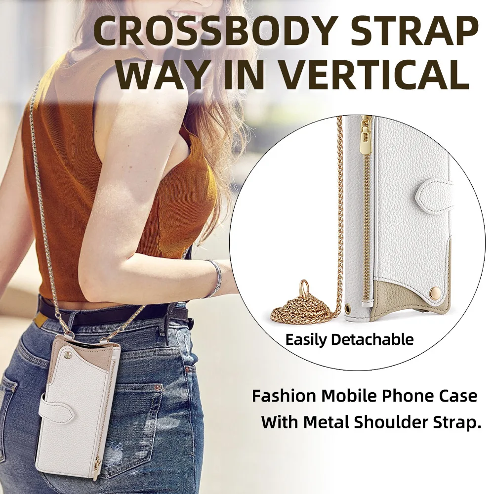 Phone Case for Samsung Galaxy A56 A36 A26 5G A25E A06 A16 A15 A25 Crossbody Wallet Case Cover with Long Lanyard Flip Shell