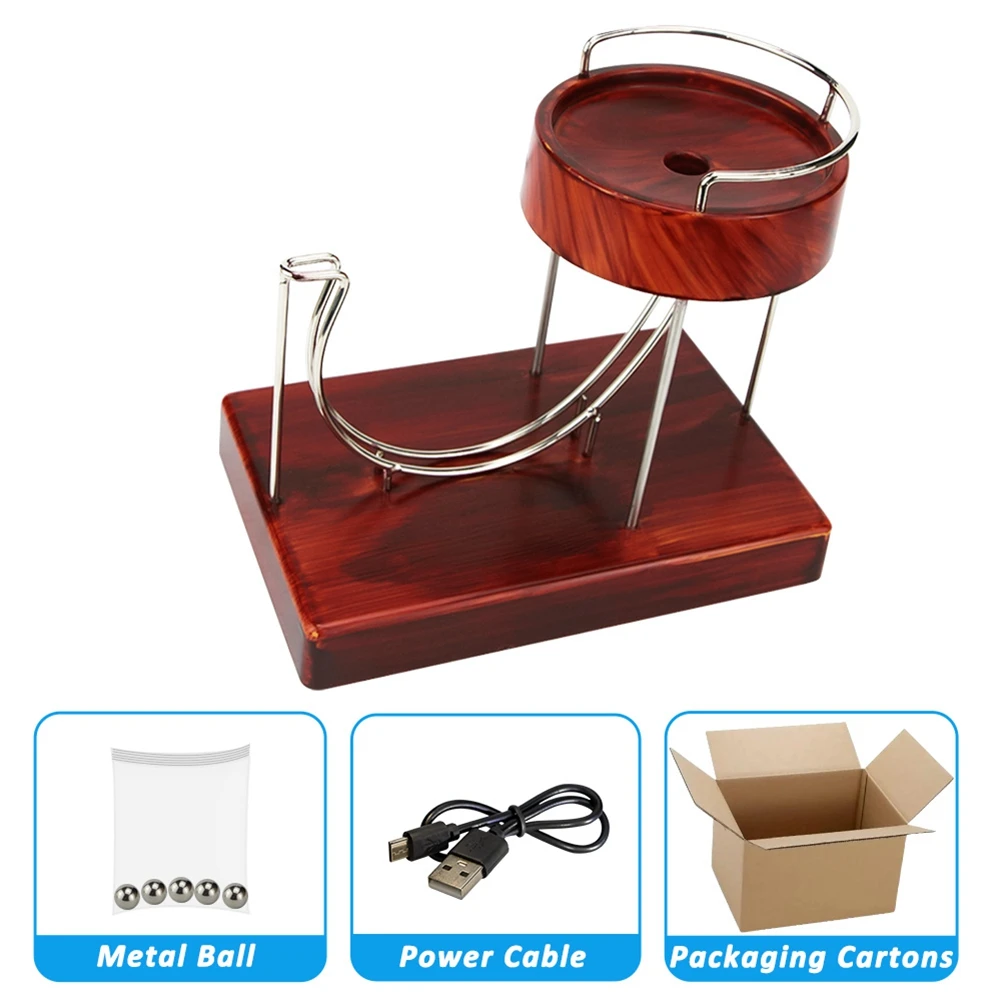 Ingenious-Kinetic Art Perpetual Ornaments Art Motion Inertial Ornaments Metal Automatic Creative Jumping Table Orange Red