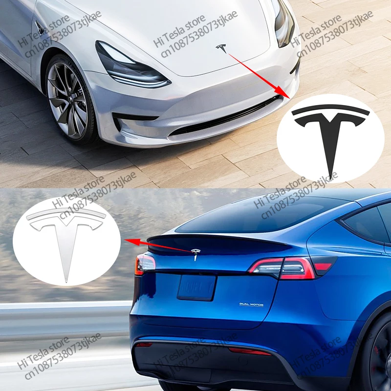 2pcs original car logo front and rear car logo stickers Tesla Model 3 Model Y carbon fiber accessories fashion car modification