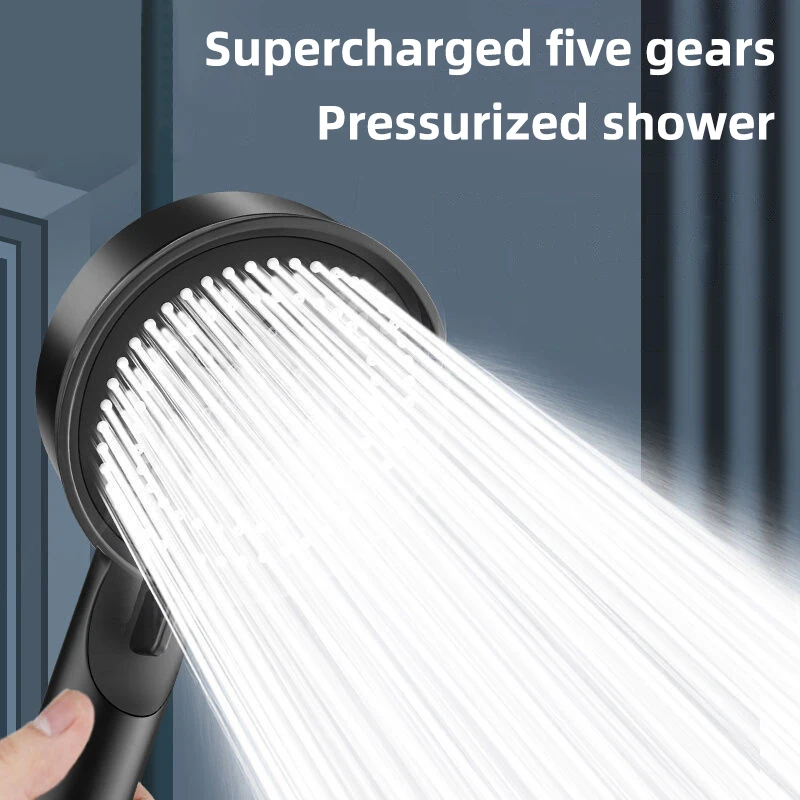 

High-pressure Shower Head 5 Modes Handheld Shower Head 1/2inch Wall Mounted Pressurized Water Saving Bathroom Accessories