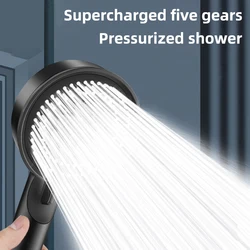 High-pressure Shower Head 5 Modes Handheld Shower Head 1/2inch Wall Mounted Pressurized Water Saving Bathroom Accessories