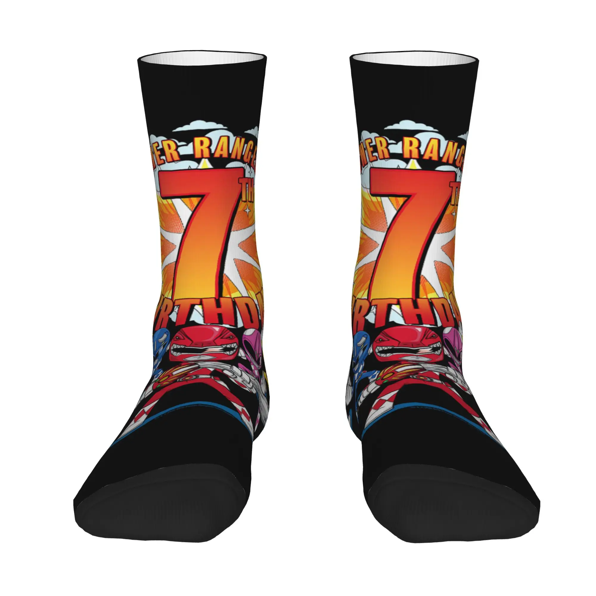sports socks Power Rangers Awesome 7th Birthday Mini Action Vintage  Hip Hop Novelty Pattern Crew Crazy Sock