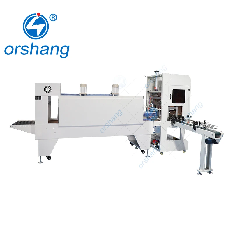 Orshang L-Type Automatic Single Column Heat Shrink Machine for Mineral Water Juice Drink Bottles Plastic Foil Case Motor PLC