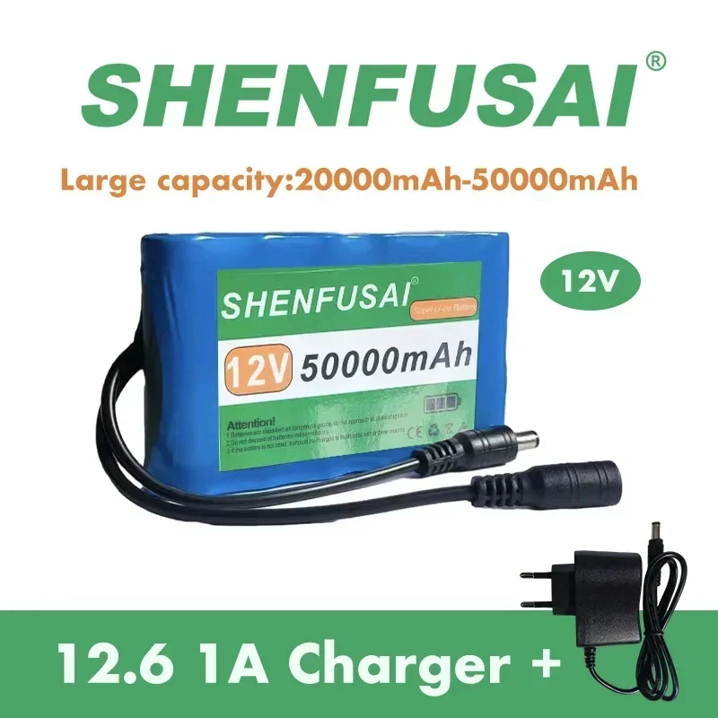 NEW Portable Super 12V 30000mah Battery Rechargeable Lithium Ion Battery Pack Capacity DC 12.6v 30Ah CCTV Cam Monitor + Charger