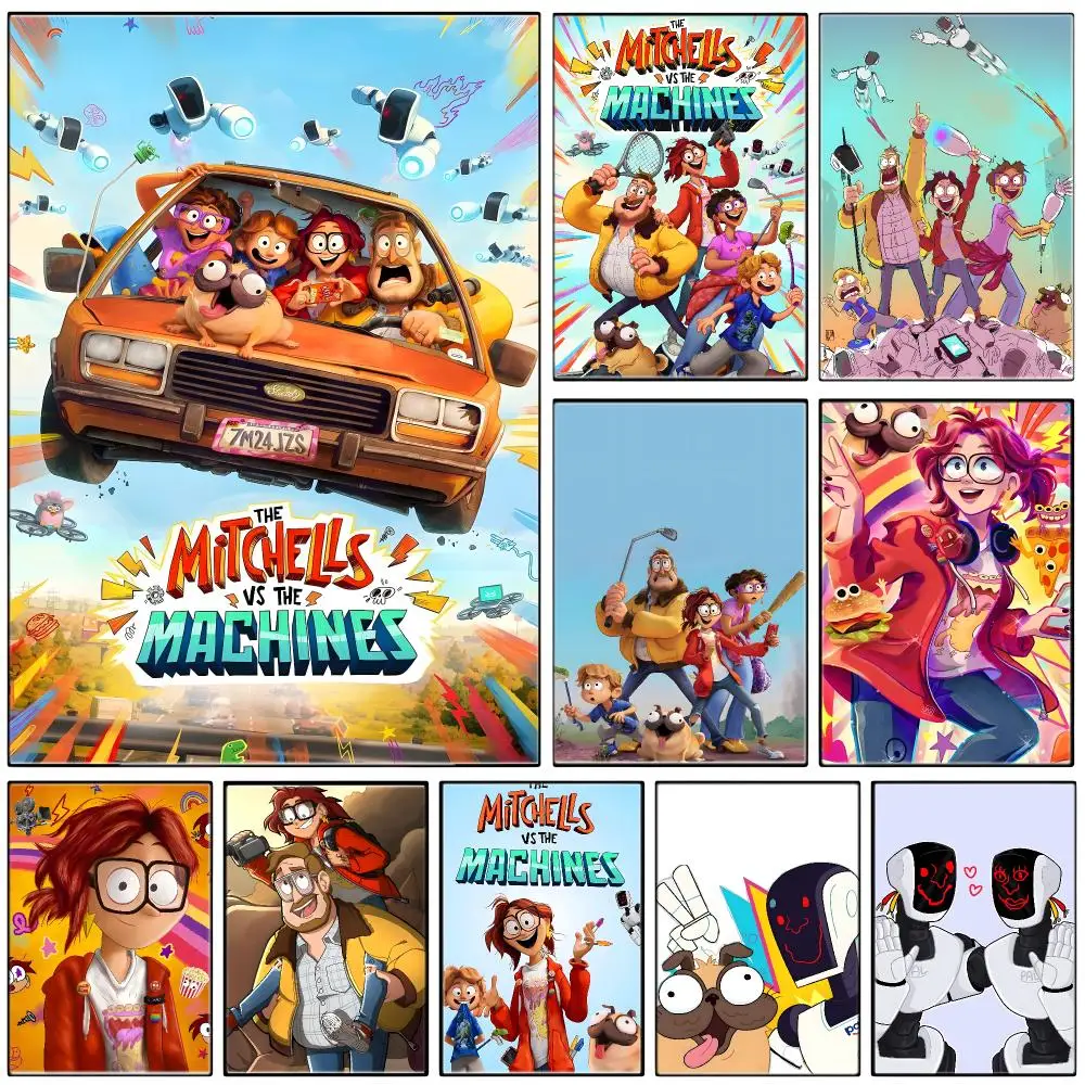 Animation T-The Mitchells vs The Machines Poster  Self-adhesive Art Waterproof Paper Sticker Coffee House Bar Room Wall Decor