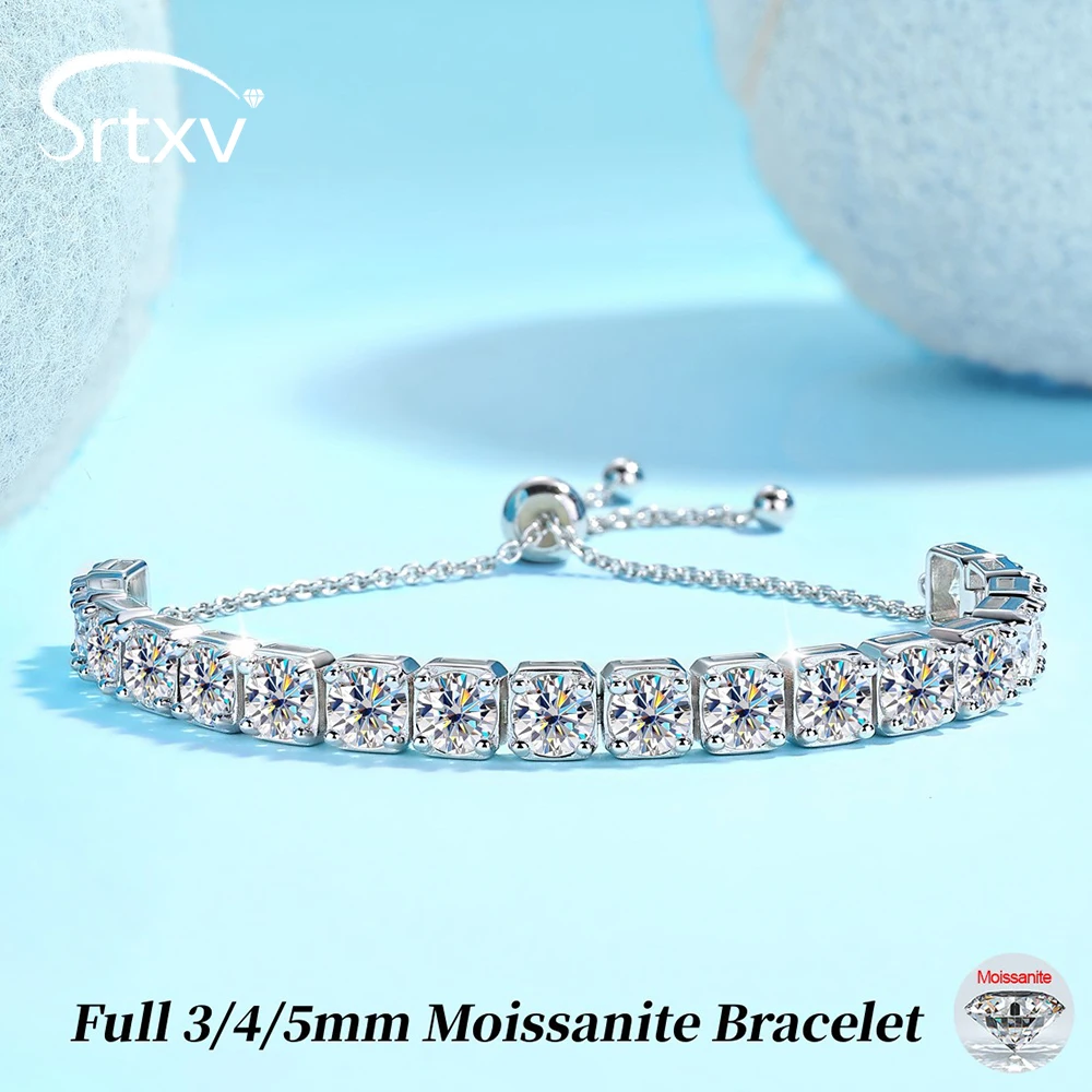 

Полный теннисный браслет из муассанита 3/4/5 мм для женщин и мужчин, классический браслет из стерлингового серебра S925, белое золото 18 карат, сертифицированный браслет