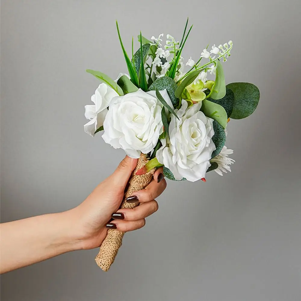 

Elegant Creative Bridal Wedding Bouquet Rustic Handheld Bridesmaid Flower DIY Realistic Wedding Hold Flower Table Decorations