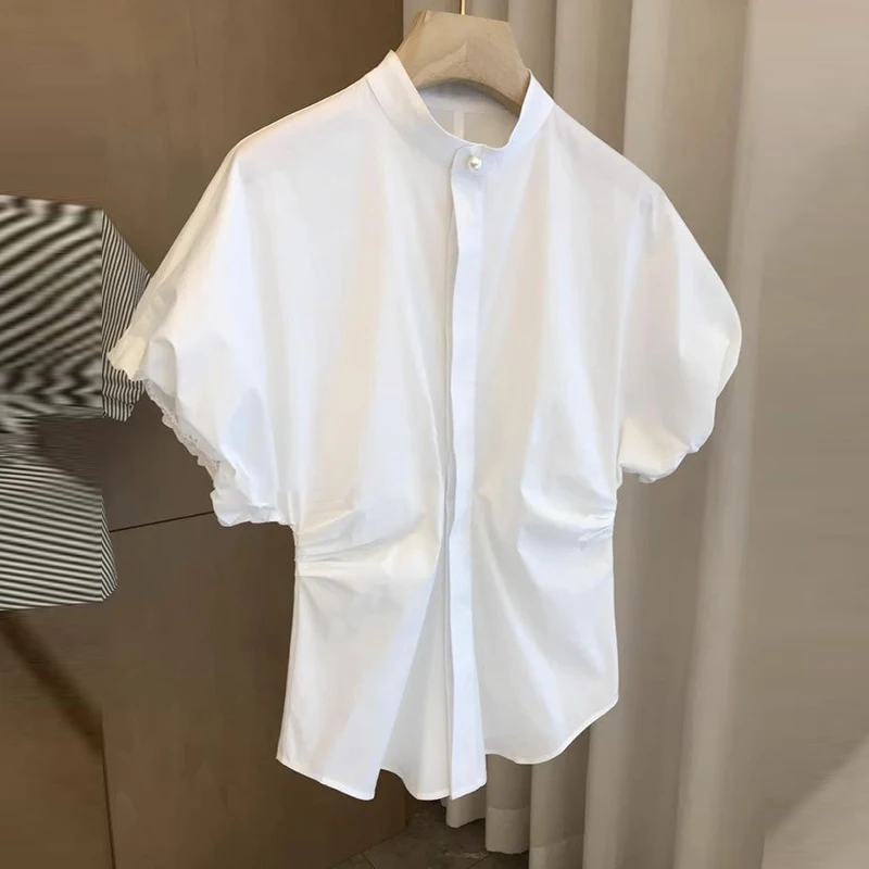 Summer waist cinched lantern sleeves short sleeved shirt top for women  y2k top  vintage clothes  harajuku