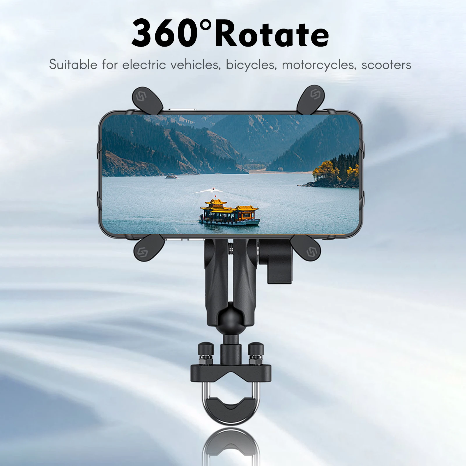 Motorcycle Phone Mount Bike Phone Mount 360° Rotate Automatically Lock Quick Release Motorcycle Phone Holder Suitable for