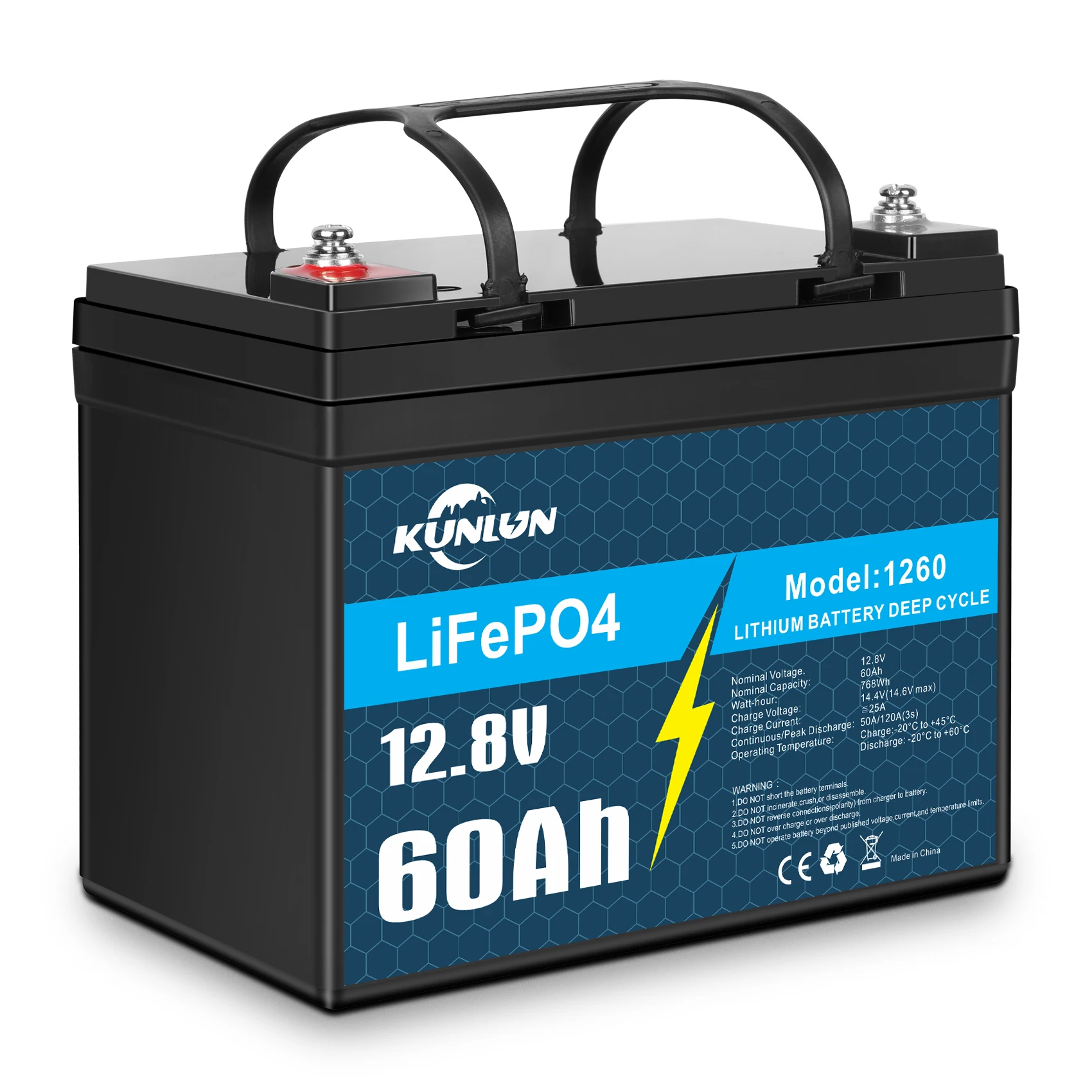 

12V 60Ah/120AH LiFePO4 Battery Pack New Lithium Iron phosphate Cells Built-in BMS 5000 Cycles for RV Solar panels, motorboat