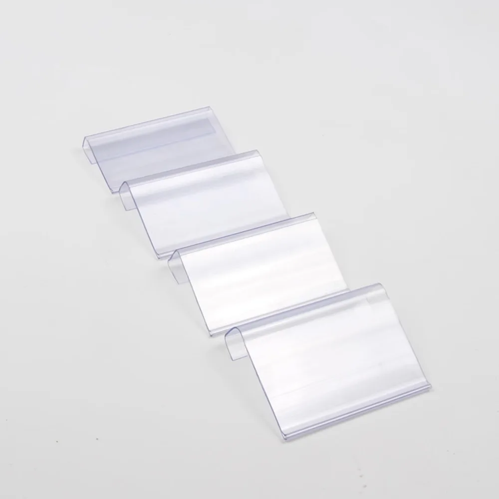 100pcs Basket Nametags Clear Plastic Holders for Wire Retail Price Labels Clip on Shelf Merchandise Sign