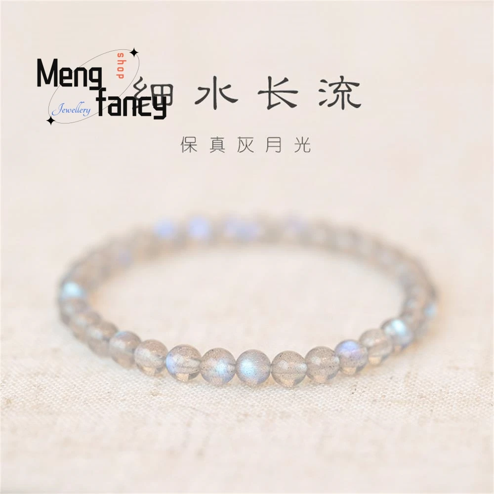 

Natural Grey Moonstone Bracelet Labradorite Transfer Beads Strings Crystal Accessories Simple Exquisite Popular Fashion Jewelry