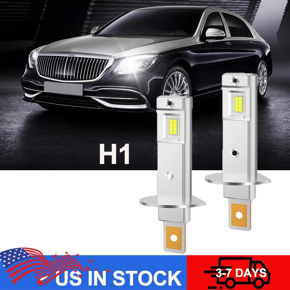 

ROADSUN LED H1 Bulbs 120W 40000LM 6500K White H1 Headlights Fog Bulbs No Adapter Required Plug & Play Pack of 2