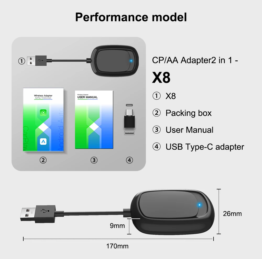 2 in1 Wired to Wireless CarPlay Adapter for Android Phone Plug And Play Converts Wired Carplay for Auto Car Adapter