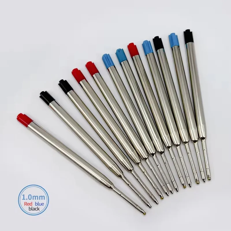 1.0mm Replaceable Metal Ballpoint Pen Refills For Parker Pens Medium Point Blue Red Black Ink Rods For Writing Office Stationery