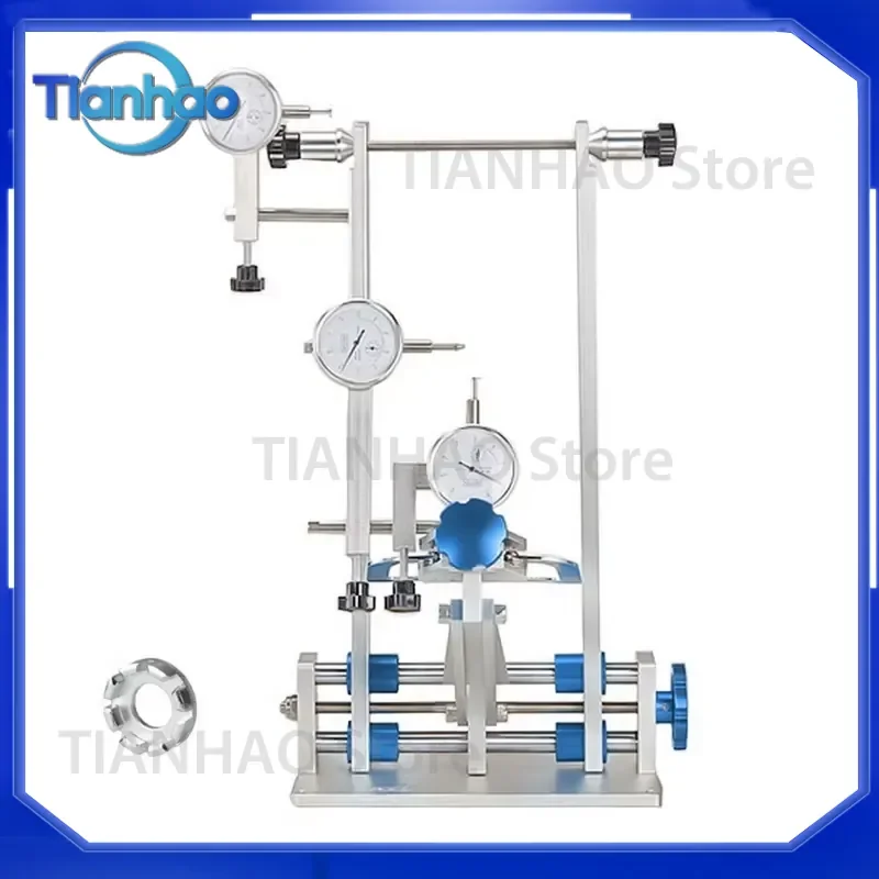 Bicycle Wheel Truing Stand with Dial Gauge for Quick Release and Thru-Axle Wheel Alignment Repair Tool
