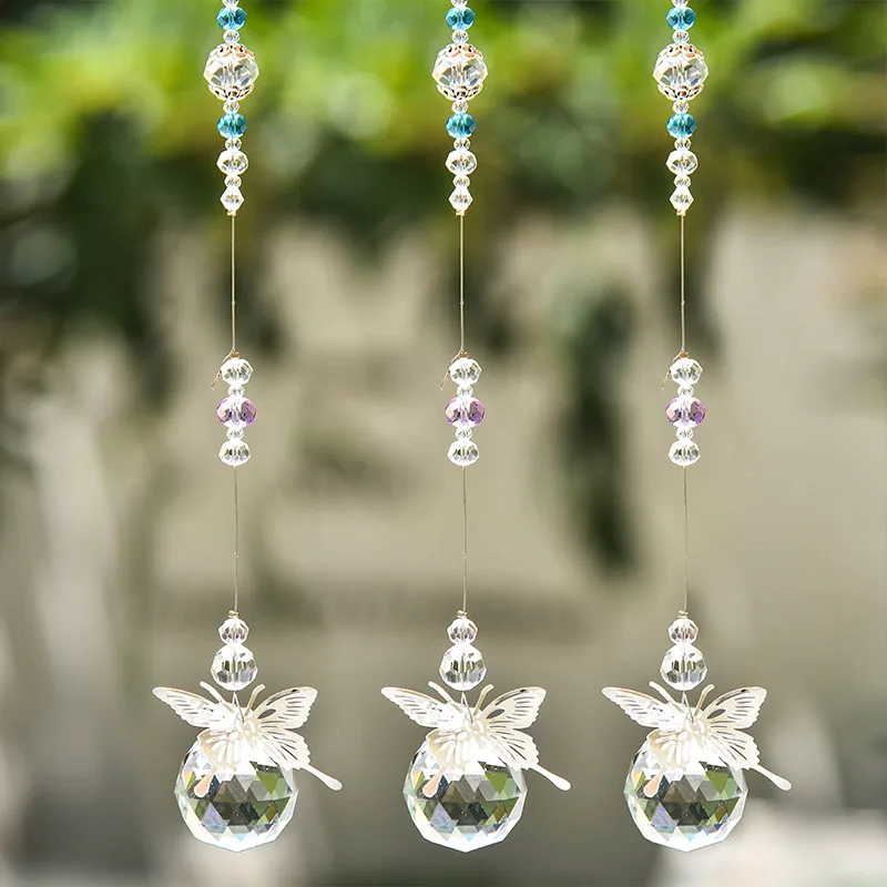 Sun Catcher Crystal Prism Ball Rainbow Sun Catcher, Butterfly Hanging Ornaments, Crystal Hanging Decoration Window Pendant Cryst