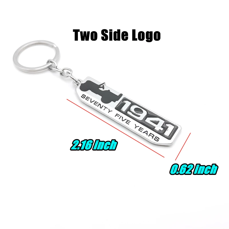 For JEEP Guide Wrangler1941 Willis 75th Anniversary Creative Gift Metal Keychain Plating Oil Dripping Craft Alloy Keyring Pendan