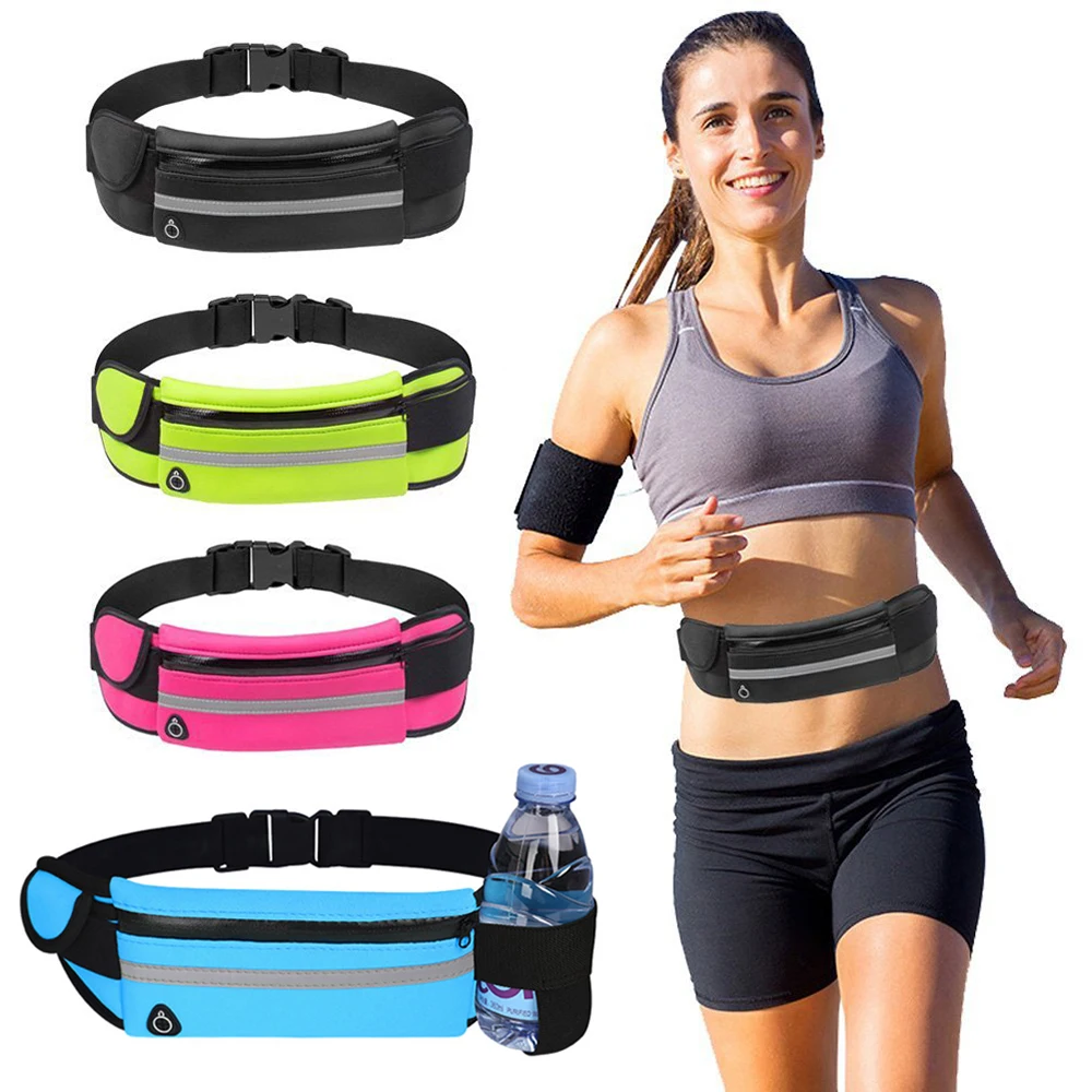 Running Belt Waist Bag with Water Bottle Holder Sports Fanny Pack Women Men Hydration Phone Holder Pouch