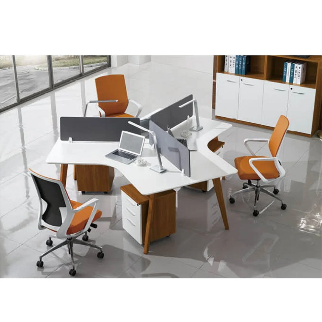 Office Desk,Modern 3-Seater Computer Desk Convertible Modular Office Workstation For Home School Apartment Or Outdoor Use Easy A