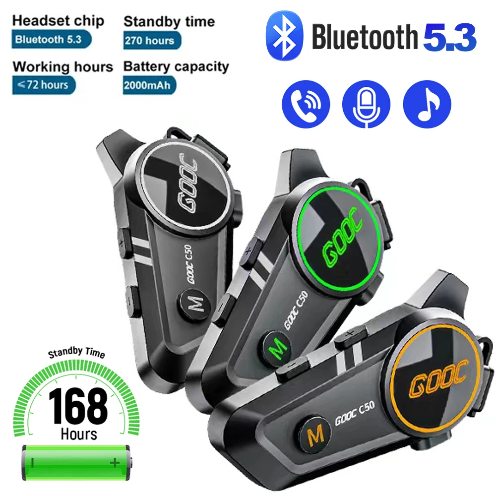 

Bluetooth-гарнитура C50 для мотоциклетного шлема, водостойкая IPX6