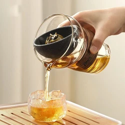 Semi-Automatic Glass Tea Maker Infuser Poreless Filtration Teapot Rotation Teaware for Home Office Travel Gong Fu Tea set