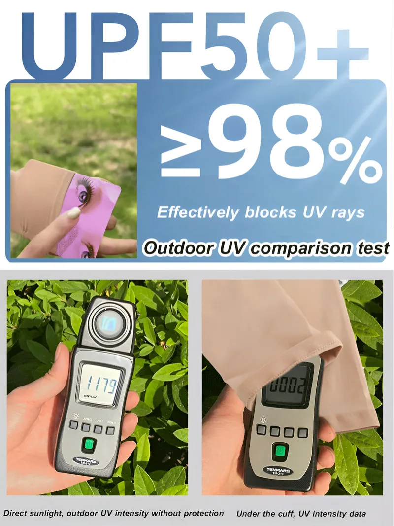 ✅ أكمام ذراع حماية بلون اللحم ✅ SPF50+ PA+++ ✨ 4 اتجاهات قابلة للتمدد/تهوية باردة ✨ مناسبة للجري وركوب الدراجات ✨ 50