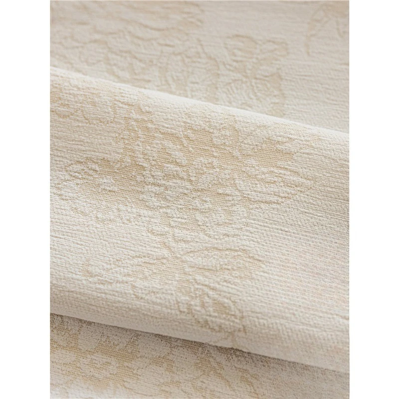 Cream-style Double-sided Jacquard Chenille Window Screen Light-transmitting and Opaque Curtains for Living Dining Room Bedroom
