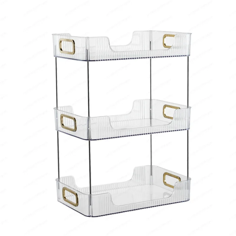 Desktop shelf, household transparent three-layer storage rack, Japanese-style bedroom, bathroom, cosmetic storage table