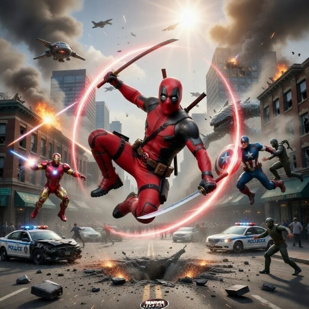 

3D Deadpool Telescopic Sword Set Superhero Costume Halloween Cosplay Costume Deadpool Suit Jumpsuit Costume Festival Gift