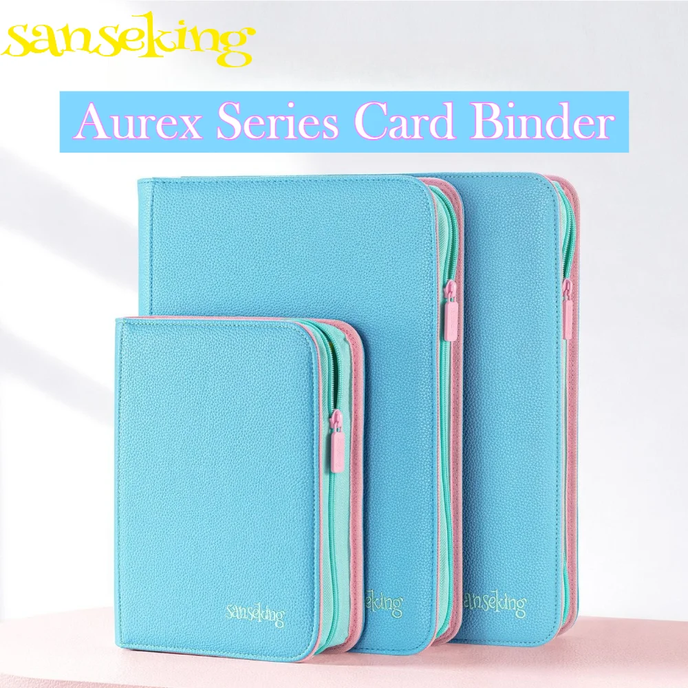 sanseking-aurex-album-porta-carte-con-cerniera-a-4-9-tasche-20-pagine-a-doppia-faccia-160-360-slot-per-carte-ptcg-pokemon-e-sportive