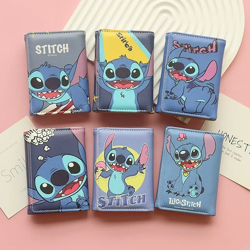 Disney Stitch Wallet Anime Cartoon Cute Folding Coin Purse Large Capacity ID Card Protective Cover Boys Children Holiday Gifts