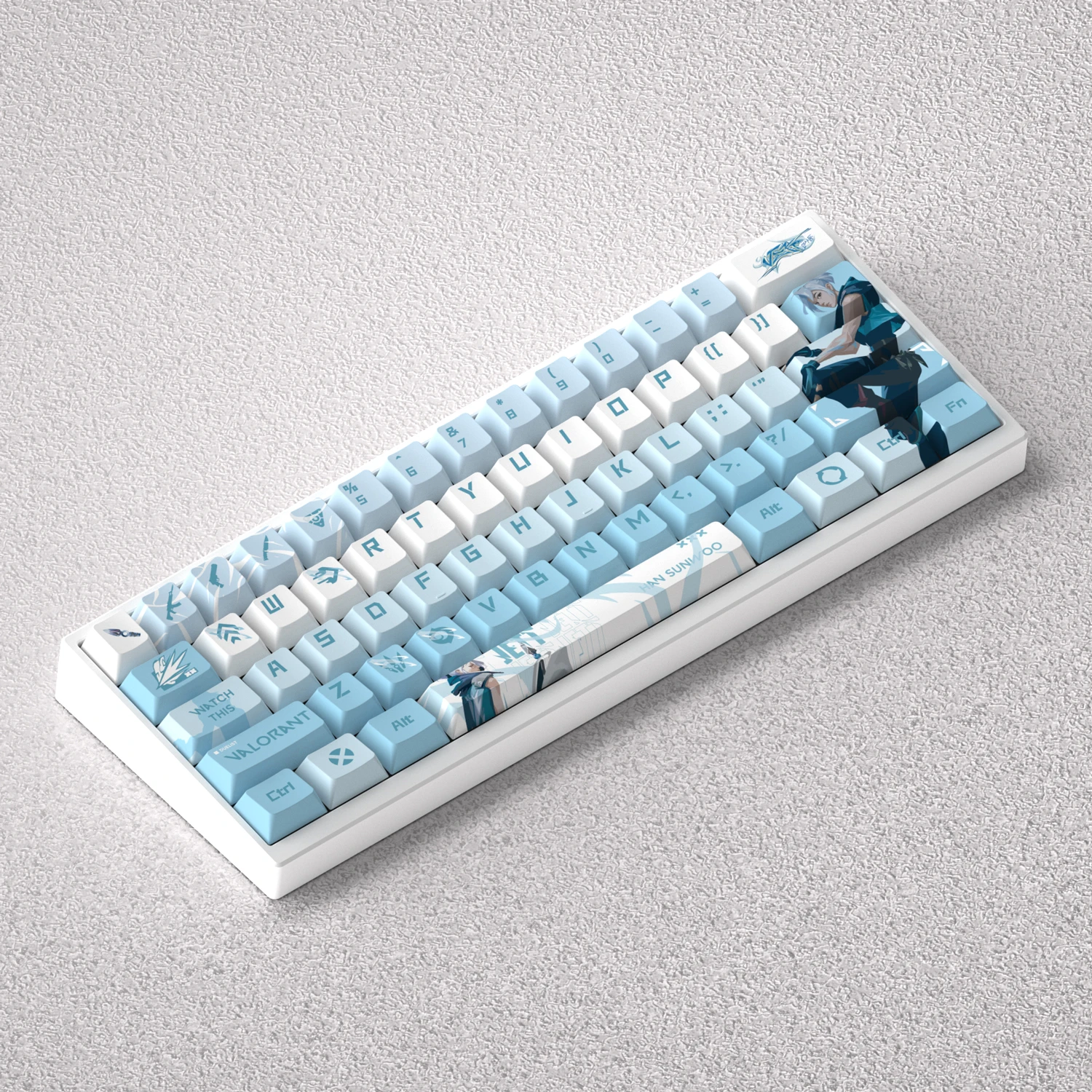 Jett Keycaps PBT Dye Sublimation 73/98 Keys Cherry VALORANT Anime for Mechanical Keyboard AULA F75 Mad 60he 68he Anne Pro2 Game