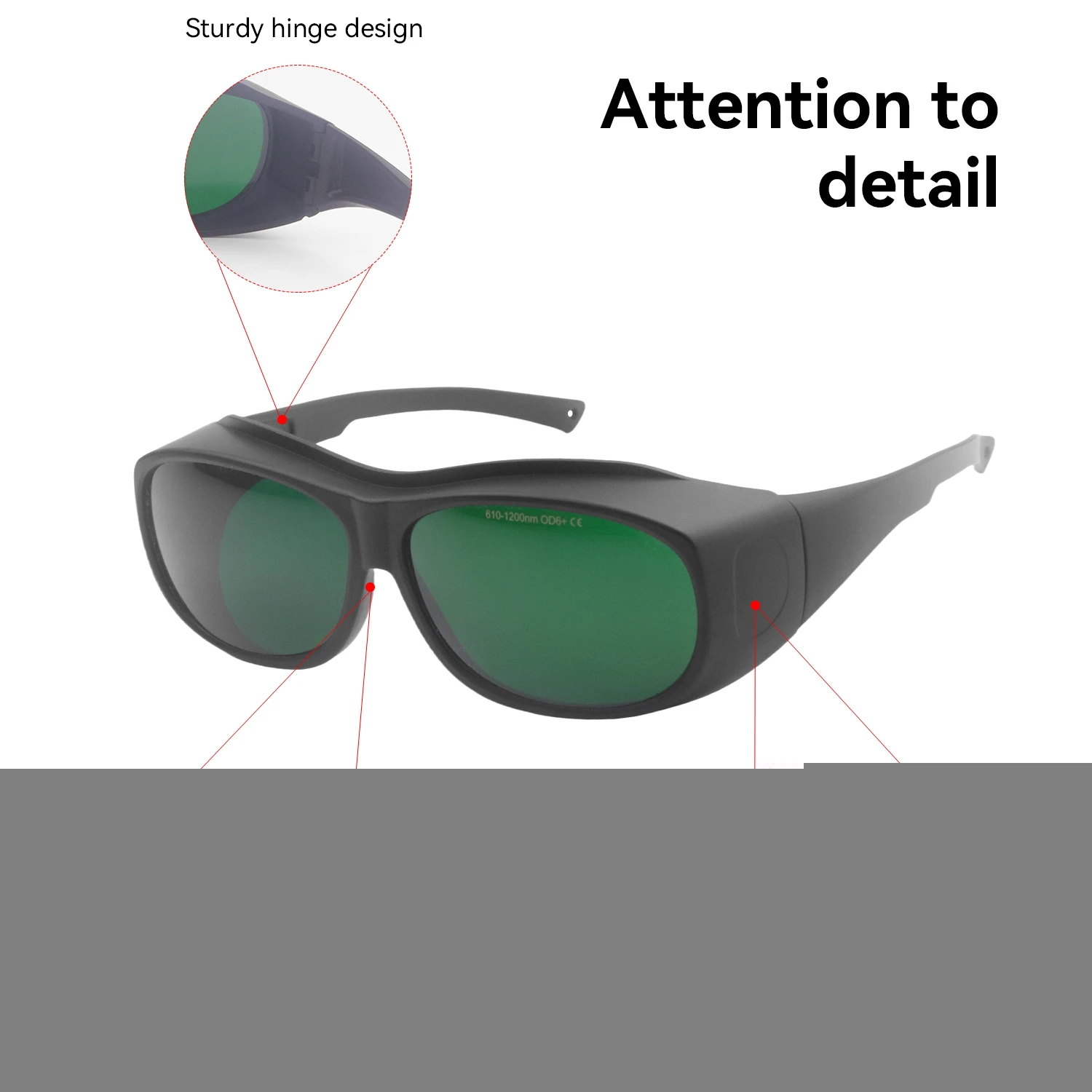 Laser Safety Glasses 200-2000nm OD6 CE EN166 PC Lens Anti-scratch Anti-fog For Laser Marking Welding Ipl Hair Removal machine