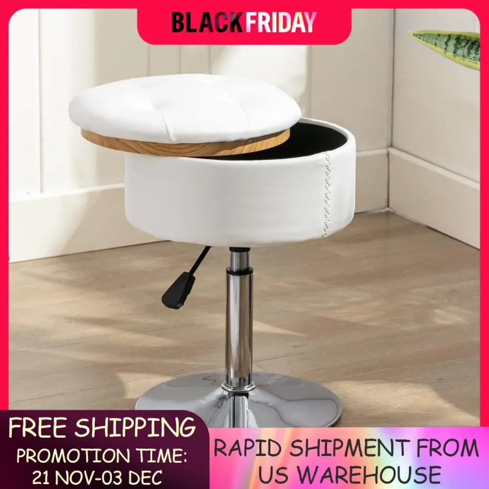 360°Swivel Vanity Stool Chair for Makeup Room, Height Adjustable Stool for Vanity with Storage, Stool for Bathroom