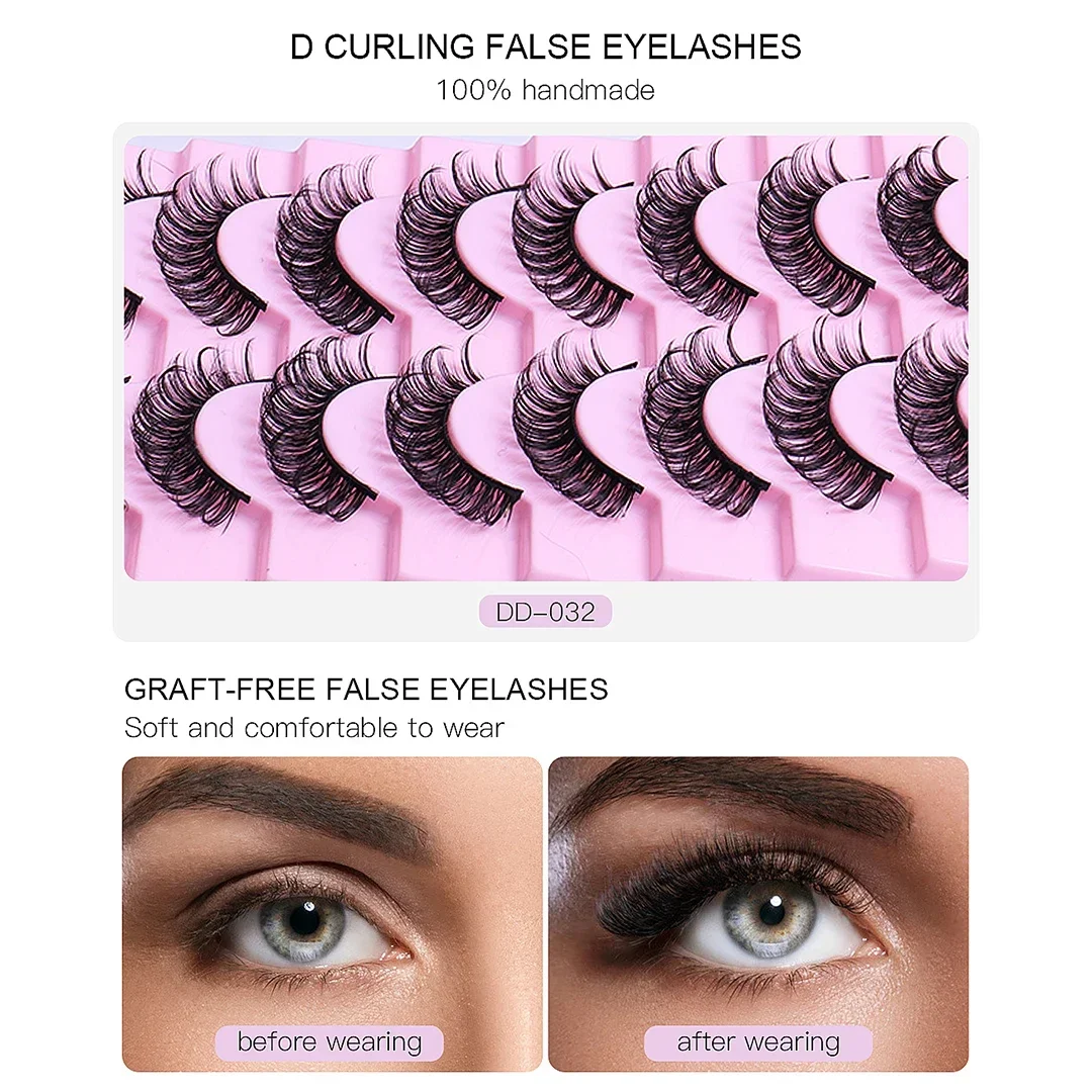 10 Paar Wimpern dd Curl 10-23mm russische falsche Wimpern 3d Nerz Wimpern wieder verwendbare flauschige falsche Wimpern Wimpern verlängerungen