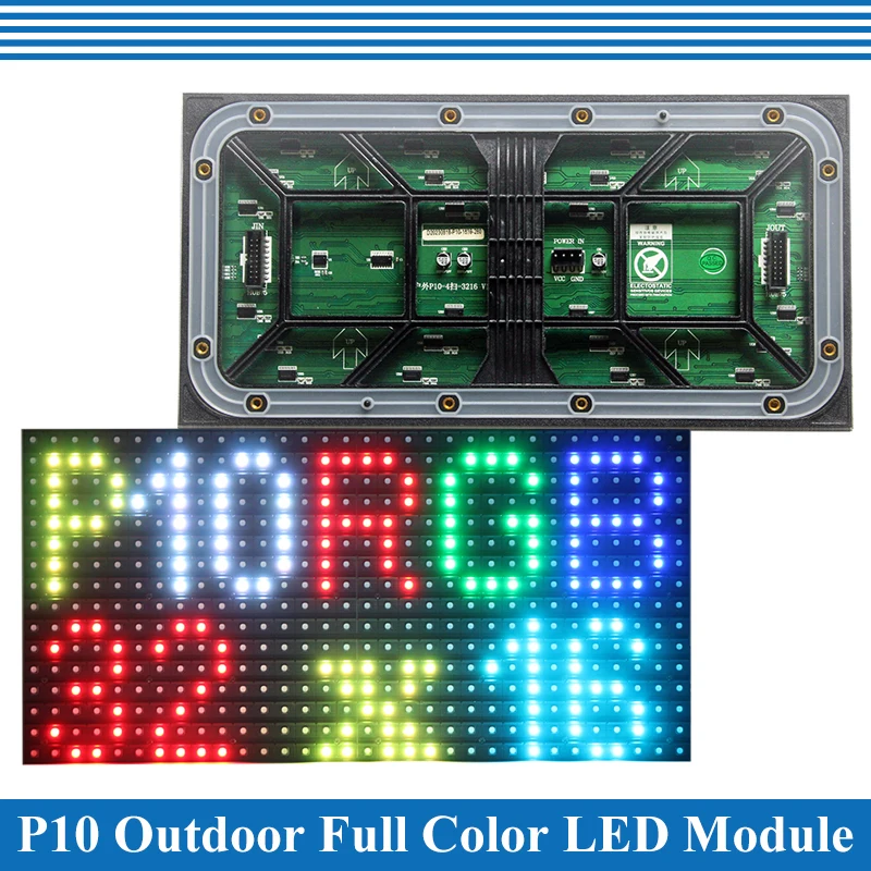 Módulo de panel de pantalla LED P10 para exteriores, 320x160mm, 32x16 píxeles, 1/4 de escaneo, SMD3535, a todo color