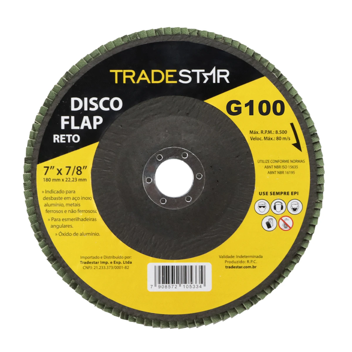 180mm 100 Grão Right Flap Sanding Disc