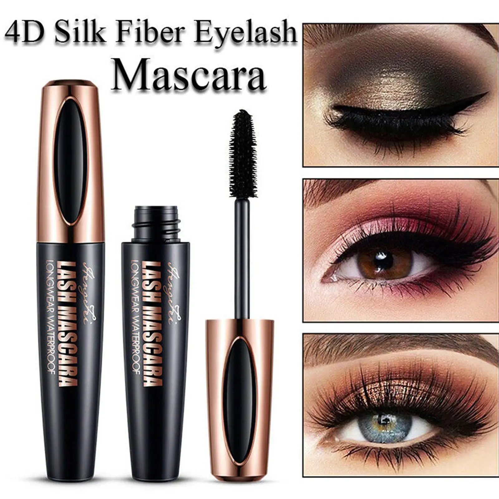 InjFiber-Mascara 4D imperméable et facile à sécher, cils naturels, longs, cosmétiques, maquillage noir, optique douce