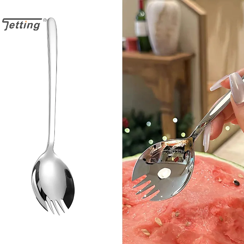 Stainless Steel Salad Spoon Creative Shovel Spoon Fork Pasta Coffee Fork Dessert Cake Fork Watermelon Fruit Spoon