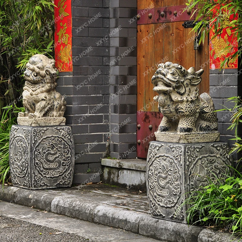 KIRIN Imitating Stone Lion Gate Pier Drum-Shaped Bearing Stone Home Entrance