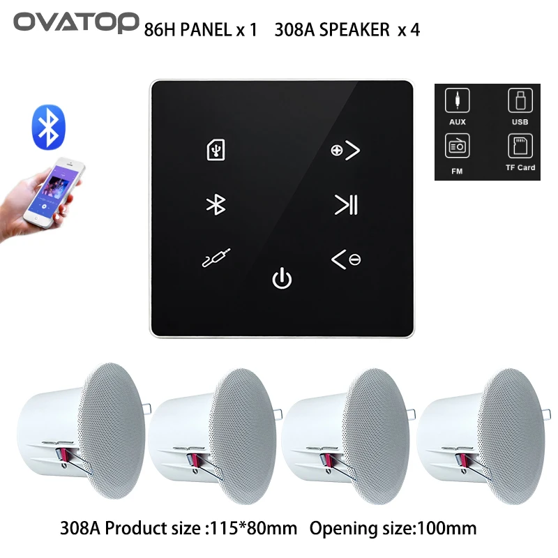 Mini Touch Smart Home Audio altoparlante da soffitto amplificatore da parete con telecomando Bluetooth per pannello di controllo della riproduzione