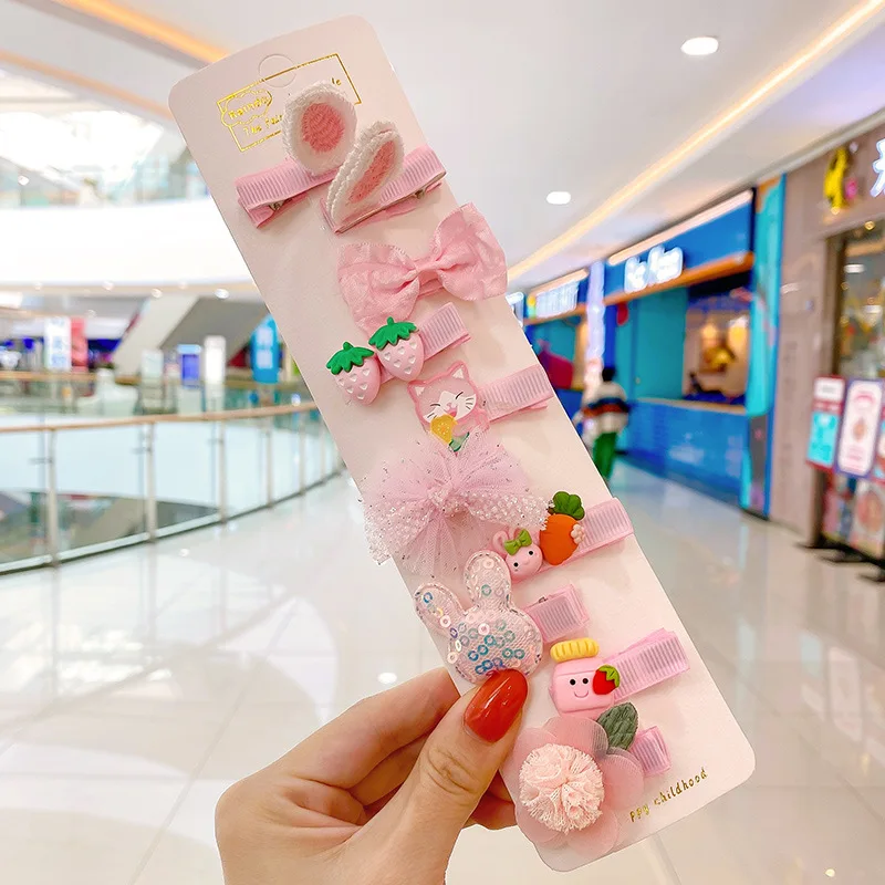 

5pcs/lot Cute Cartoon Baby Hair Clips Snap Clips Korean Princess Style Mini Fabric Bow Barrettes for Newborn Infant Toddler Girl