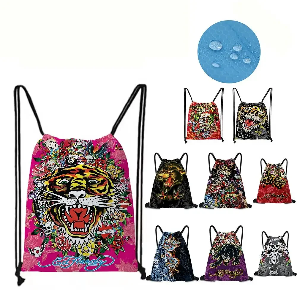 Marca de moda E-Ed h-hardy alta qualidade impressa saco de sapato de armazenamento para a escola mochila para mulheres bolso com cordão casual