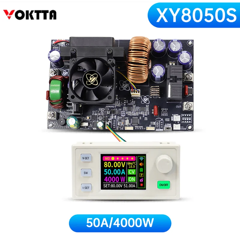 

XY8050S Регулируемый понижающий модуль питания 50 А, 4000 Вт, понижающий преобразователь постоянного тока с солнечной зарядкой MPPT и ЖК-дисплеем