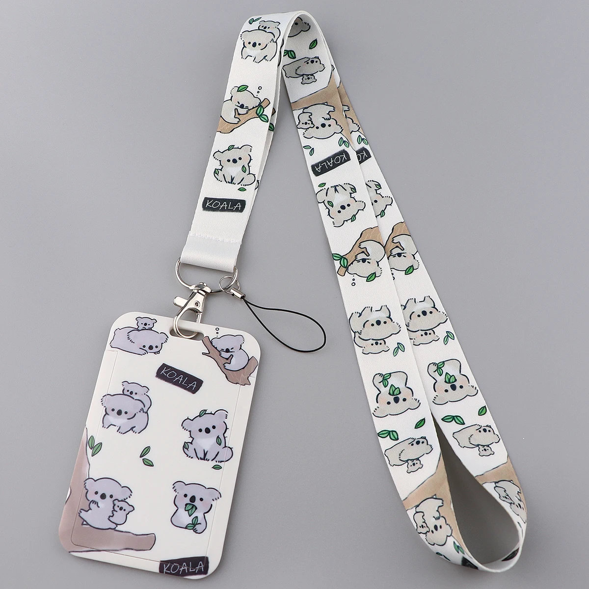 Animal dos desenhos animados Neck Lanyard com suporte USB ID, DIY Lanyards, urso, chave, ginásio, telefone, chave, Koala