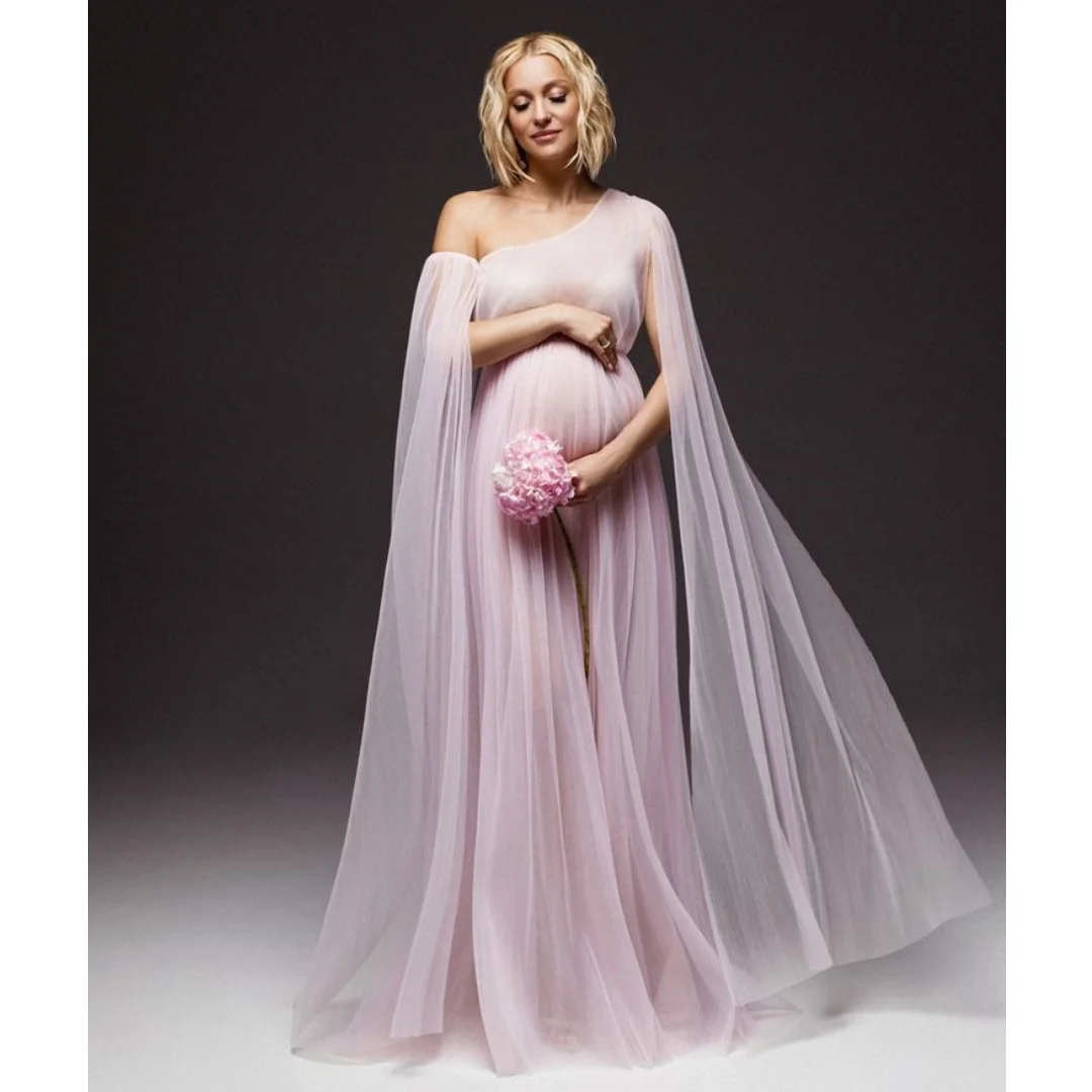 

Светло-розовые платья для выпускного вечера, тюлевое платье для беременных, индивидуальное скромное вечернее платье, реквизит для фотосъемки