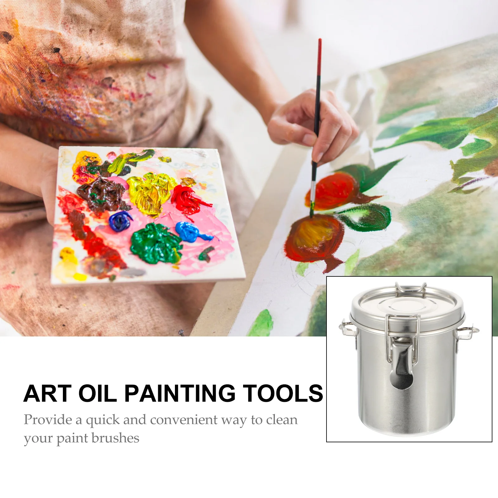 1 pz bacino per pennelli premium contenitore per lavaggio pennelli portatile resistente alla ruggine ideale per strumenti di pittura artistica lavaggio in acciaio inossidabile